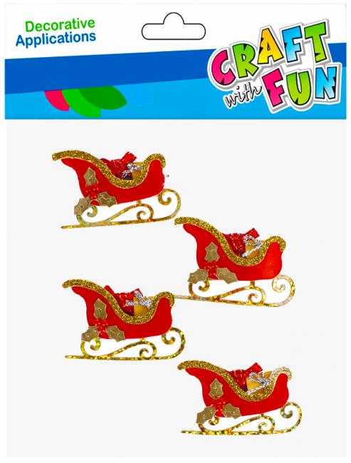 Naklejki sanie 4 szt. Boże Narodzenie CRAFT WITH FUN 501400