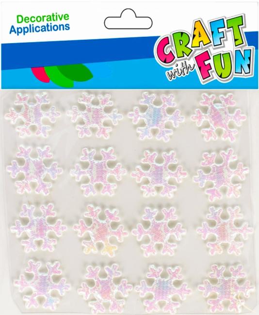 Ozdoba dekoracyjna samoprzylepna materiałowa Śnieżynki 16 szt. Boże Narodzenie CRAFT WITH FUN 501457