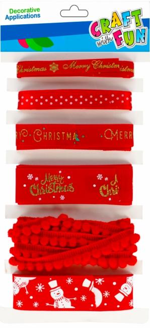 Ozdoba dekoracyjna Wstążki mix 6 szt. Boże Narodzenie CRAFT WITH FUN 501461