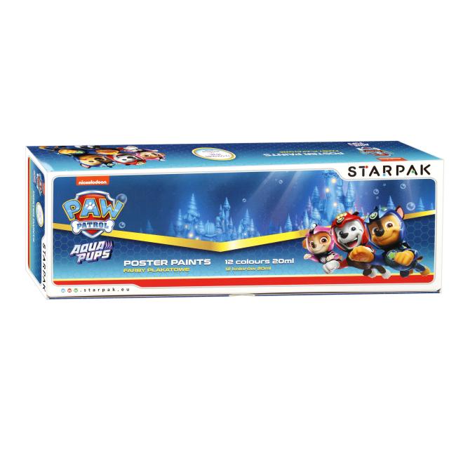 Farby plakatowe 12 kolorów 20ml Psi Patrol Aqua STARPAK 514745