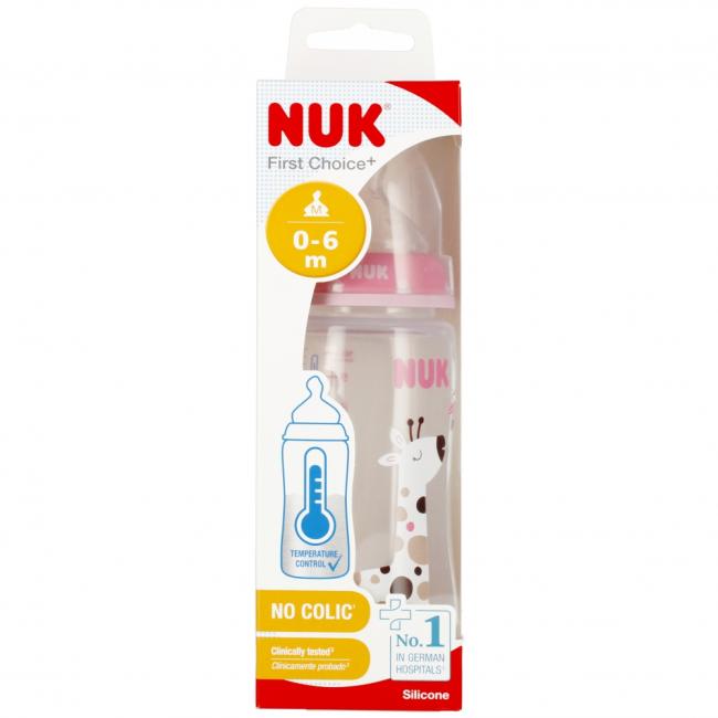 NUK Butelka z wskaźnikiem temp. 300 ml 0-6m First Choice  różowa 10741926