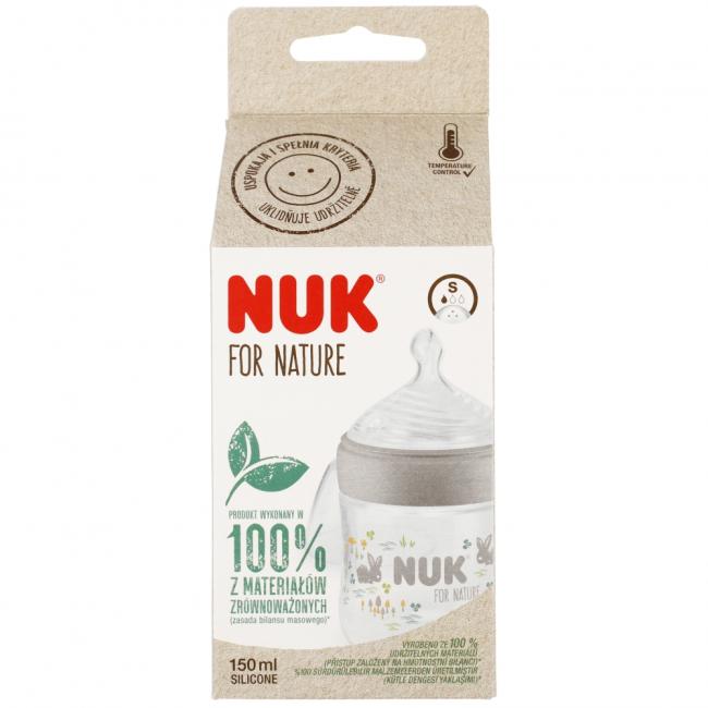 NUK Butelka ze smoczkiem silikonowym 150 ml S For Nature popielata 10743076