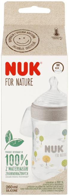 NUK Butelka ze smoczkiem silikonowym 260 ml M For Nature popielata 10742005