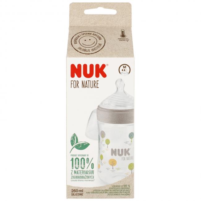NUK Butelka ze smoczkiem silikonowym 260 ml M For Nature popielata 10742005
