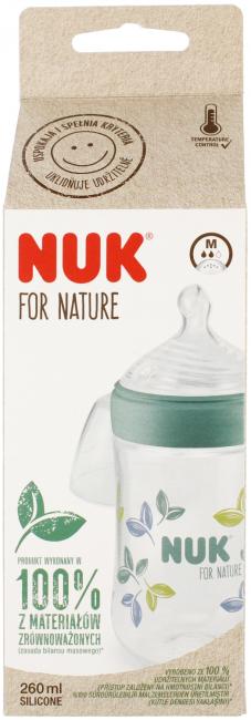 NUK Butelka ze smoczkiem silikonowym 260 ml M For Nature zielona 10742005