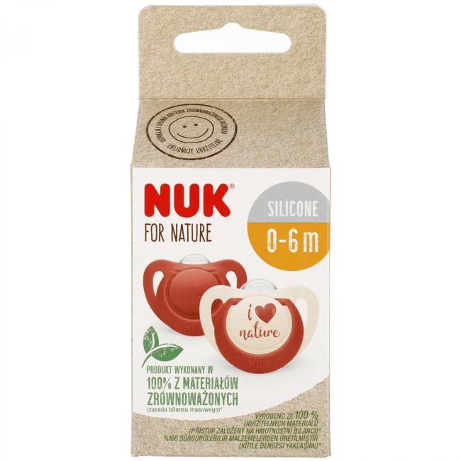 NUK Smoczek uspokajający silikonowy 0-6m For Nature różowy op.2 szt. 10730763