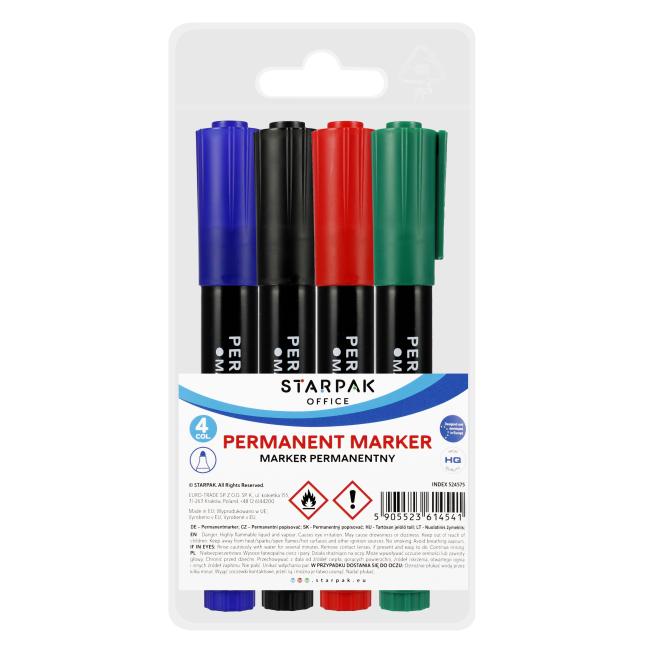 Marker permanentny okrągły 4 kolory w etui STARPAK 524575