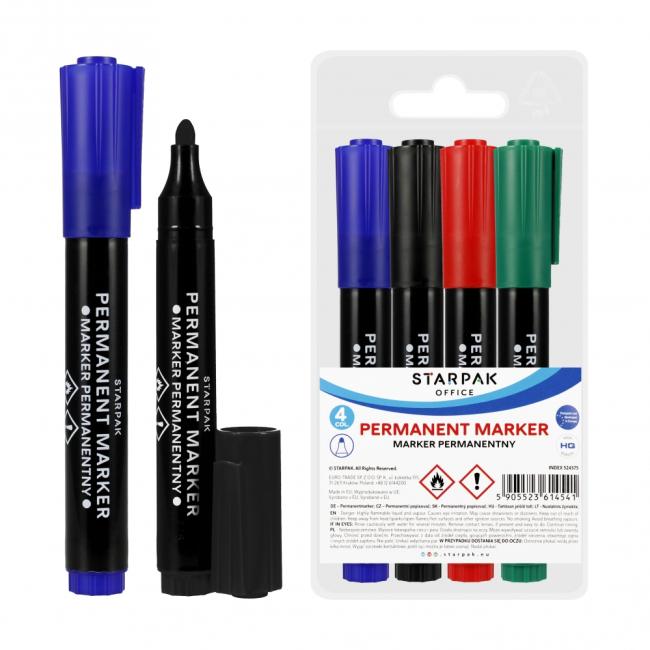 Marker permanentny okrągły 4 kolory w etui STARPAK 524575