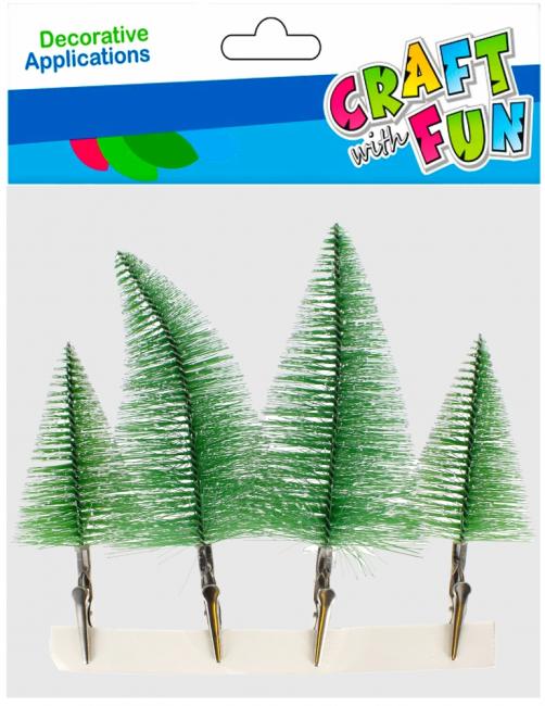 Ozdoba dekoracyjna Choinka 8,5/6,5cm 4 szt. Boże Narodzenie CRAFT WITH FUN 521601