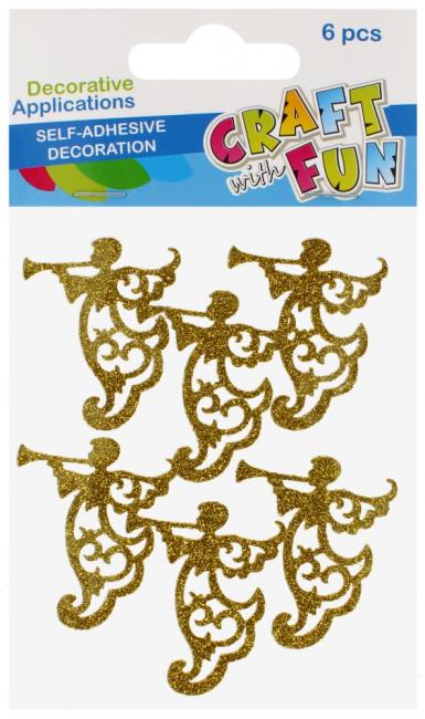 Naklejki Aniołki brokatowa złote 6 szt. Boże Narodzenie CRAFT WITH FUN 521540