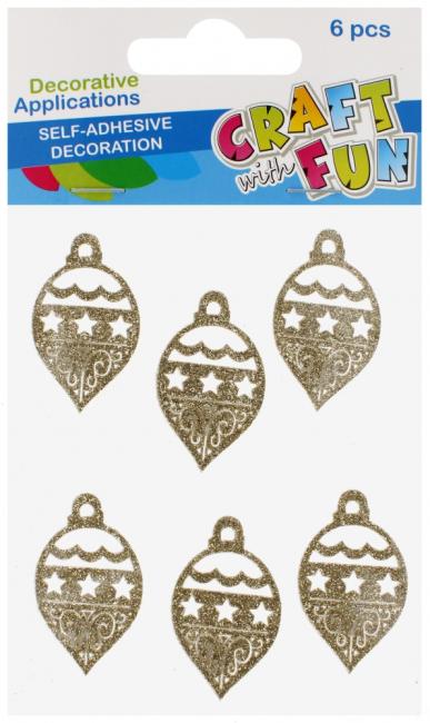 Naklejki Bombki brokatowe złote 6 szt. Boże Narodzenie CRAFT WITH FUN 521542