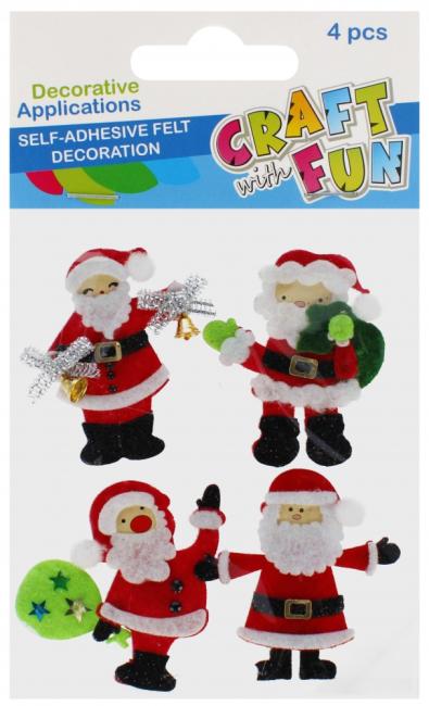 Ozdoba dekoracyjna filcowa samoprzylepna Mikołaj 4szt. Boże Narodzenie CRAFT WITH FUN 521588