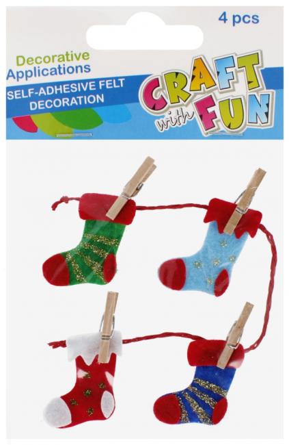 Ozdoba dekoracyjna filcowa samoprzylepna Skarpeta Boże Narodzenie CRAFT WITH FUN 521593