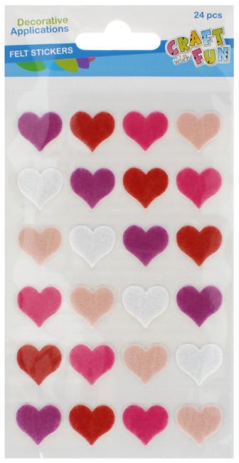 Ozdoba dekoracyjna filcowa samoprzylepne Serca Walentynki CRAFT WITH FUN 521742