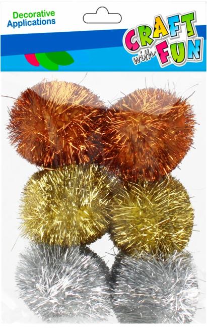 Ozdoba dekoracyjna Pompon mix kolor 6szt. 4,5cm CRAFT WITH FUN 521654