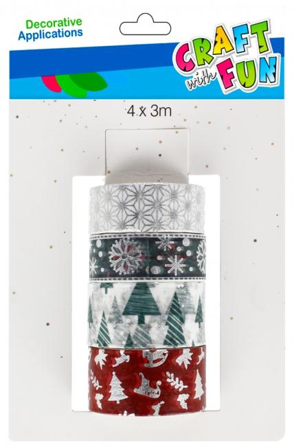 Taśma dekoracyjna samoprzylepna mix 4M Boże Narodzenie CRAFT WITH FUN 521569