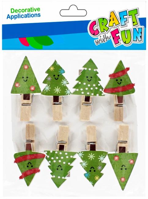 Ozdoba dekoracyjna klamerki Choinka 8 szt. Boże Narodzenie CRAFT WITH FUN 521625