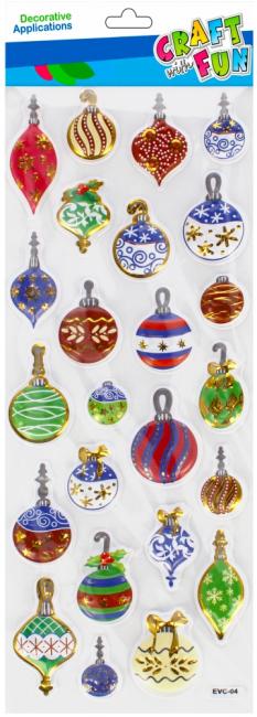 Naklejki Bombki 24 szt. puffy Boże Narodzenie CRAFT WITH FUN 521660