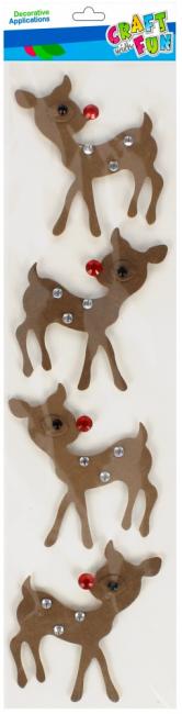 Naklejki 3D Renifer 4 szt. Boże Narodzenie CRAFT WITH FUN 521662