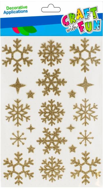 Naklejki Śnieżki złote 21 szt. Boże Narodzenie CRAFT WITH FUN 521673