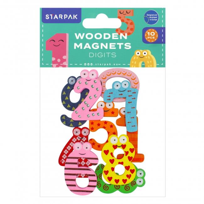 Magnes drewniany Cyferki 40mm op.10szt. STARPAK 528369