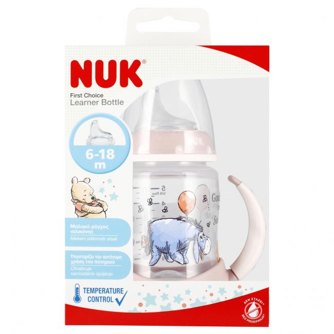 NUK Butelka 150 ml 6m  z uchwytem First Choice Osiołek różowa 10743945
