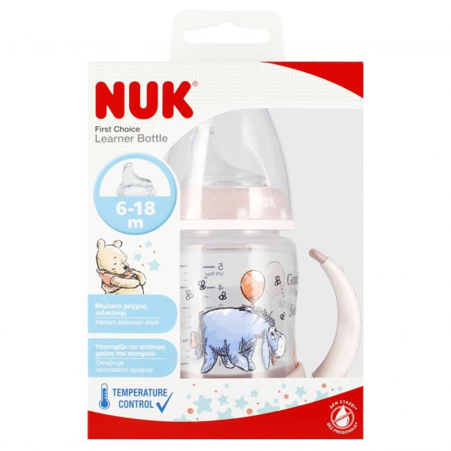 NUK Butelka 150 ml 6m  z uchwytem First Choice Osiołek różowa 10743945