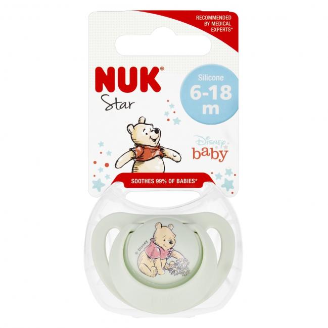 NUK Smoczek uspokajający silikonowy 6-18m Star Kubuś 10736939