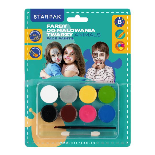 Farby do malowania twarzy 8 kolorów Animal STARPAK 528372
