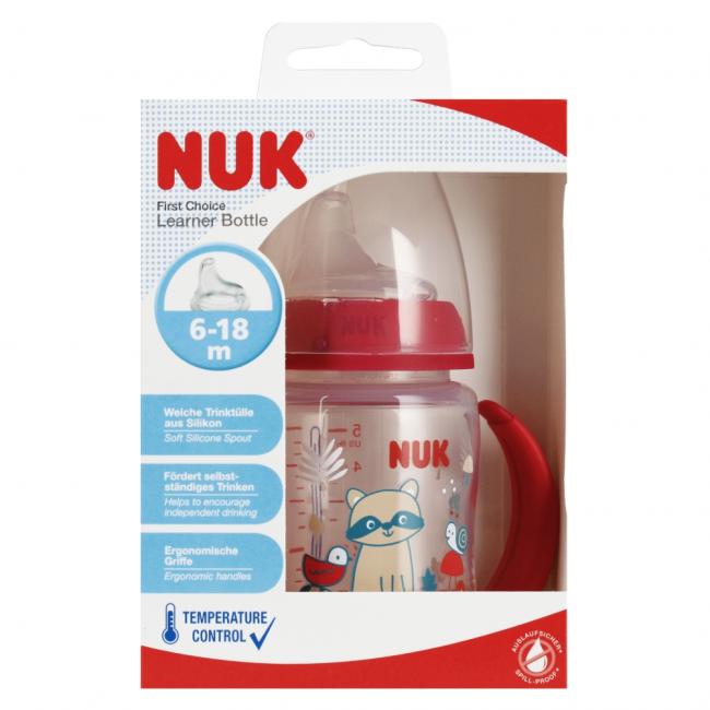 NUK Butelka 150 ml 6m  z uchwytem First czerwona 10215335