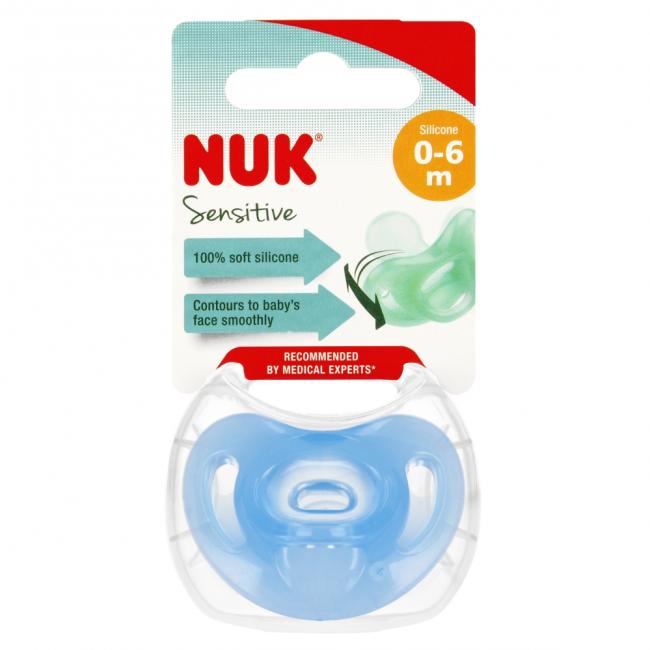 NUK Smoczek uspokajający silikonowy 0-6m Sensitive niebieski 10729139 