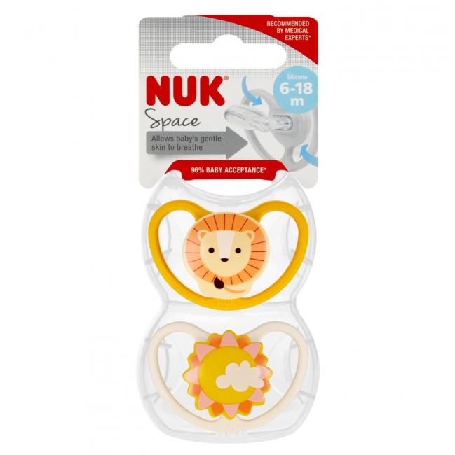 NUK Smoczek uspokajający silikonowy 6-18m Space Lion op.2 szt. 10736932