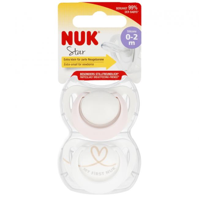 NUK Smoczek uspokajający silikonowy 0-2m Star różowy 10175282
