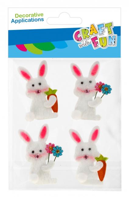 Ozdoba dekoracyjna filcowa samoprzylepna Zajączek 4szt Wielkanoc CRAFT WITH FUN 531804