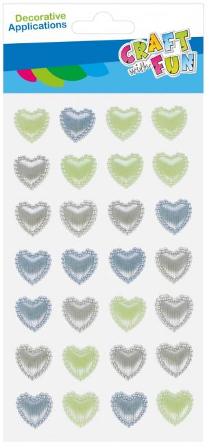 Ozdoba dekoracyjna perłowa samoprzylepna Serce niebieskie/zielone 28szt  Walentynki CRAFT WITH FUN 531839
