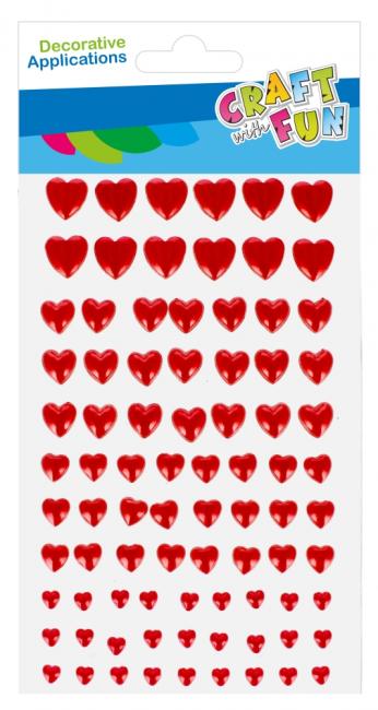 Ozdoba dekoracyjna perłowa samoprzylepna Serca czerwone 84szt. Walentynki CRFAT WITH FUN 531849