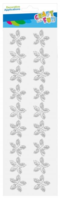 Ozdoba dekoracyjna kryształki samoprzylepne Kwiaty białe 18szt CRAFT WITH FUN 531858
