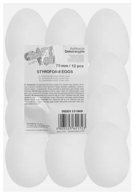 Ozdoba dekoracyjna styropianowe Jajka 70mm 12szt. Wielkanoc CRAFT WITH FUN 531869