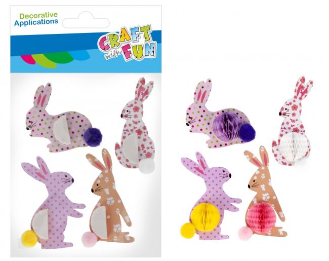 Ozdoba dekoracyjna naklejki  harmonijka Królik 4szt. Wielkanoc CRAFT WITH FUN 531801