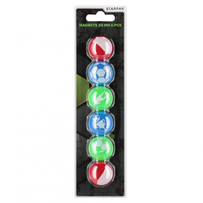 Magnes kolorowy mix Football 30mm op.6szt. STARPAK 546492