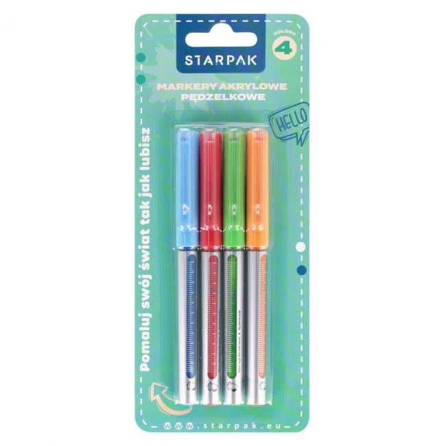 Marker akrylowy w pędzelku 4 kolory STARPAK 548339