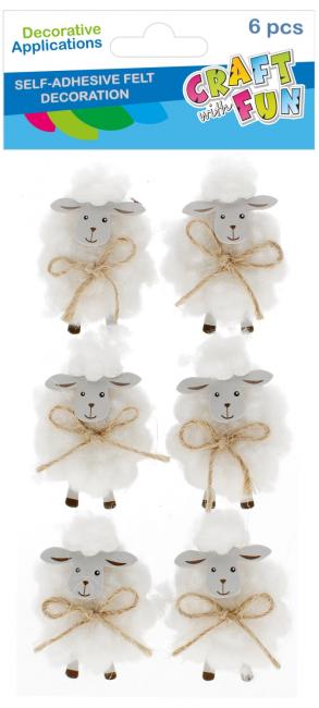 Ozdoba dekoracyjna filcowa samoprzylepna Baranek 6szt. Boże Narodzenie CRAFT WITH FUN 545731