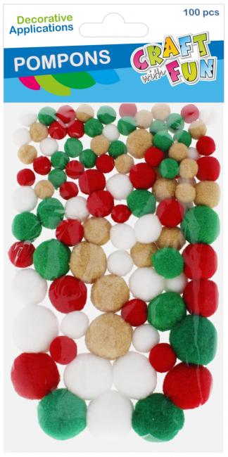 Pompony dekoracyjne mix 100szt/4kol CRAFT WITH FUN 545790