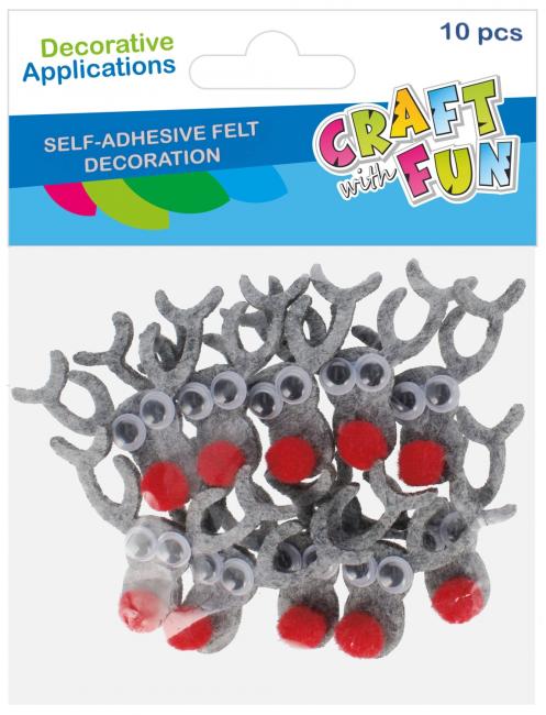 Ozdoba dekoracyjna filcowa samoprzylepna Renifer 10szt. Boże Narodzenie CRAFT WITH FUN 545817