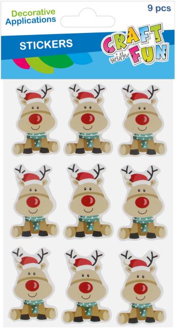 Ozdoba dekoracyjna samoprzylepna Renifer 3D 9szt. Boże Narodzenie CRAFT WITH FUN 545864