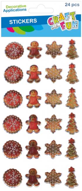 Naklejki Święta metalik 24szt. mix Boże Narodzenie CRAFT WITH FUN 545866