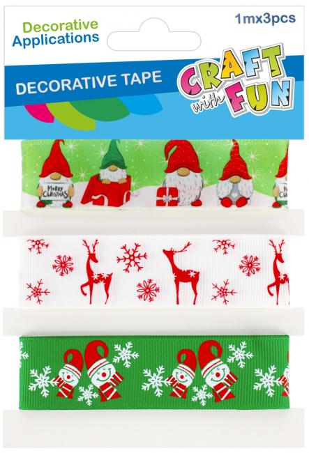  Taśma dekoracyjna Święta 1M mix op.3szt. Boże Narodzenie CRAFT WITH FUN 545869